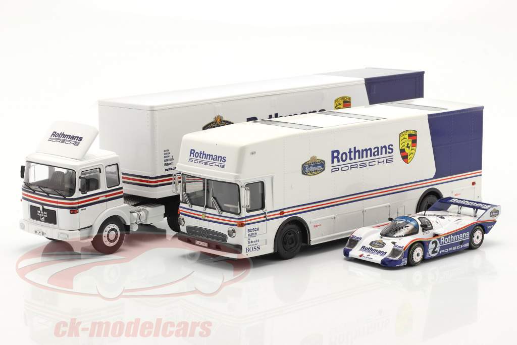 3-Car Set Rothmans: 2x Race Car Transporter С участием Porsche 956K 1:43 Schuco / Ixo / CMR