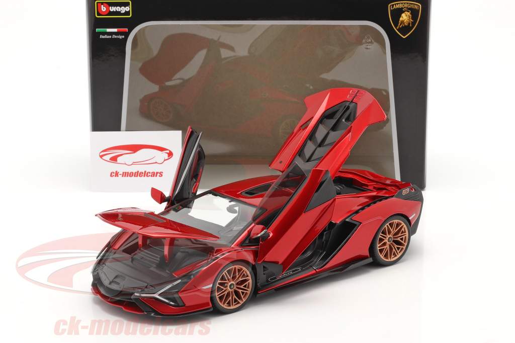 Lamborghini Sian FKP 37 Baujahr 2019 rot / schwarz 1:18 Bburago