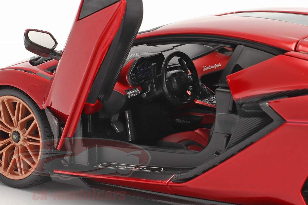 Lamborghini Sian FKP 37 Année de construction 2019 rouge / noir 1:18 Bburago