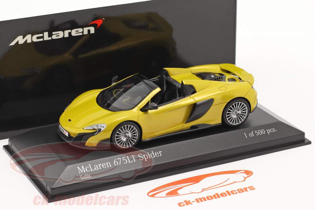 McLaren 675LT Spider Bouwjaar 2016 solis geel 1:43 Minichamps