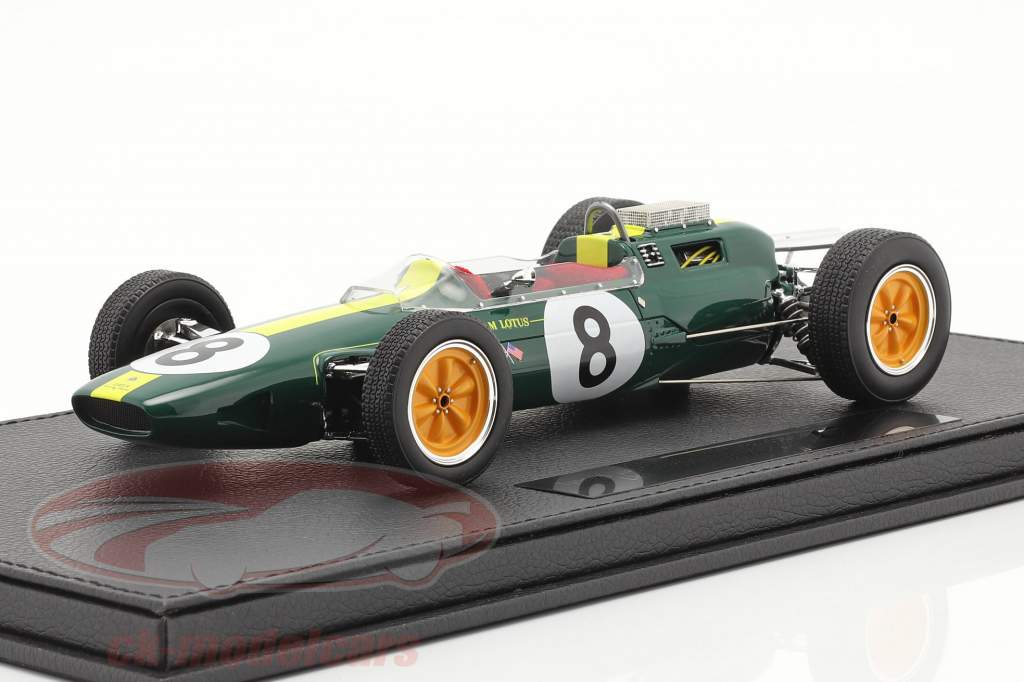 Jim Clark Lotus 25 #8 vincitore italiano GP formula 1 Campione del mondo 1963 Con vetrina 1:18 GP Replicas