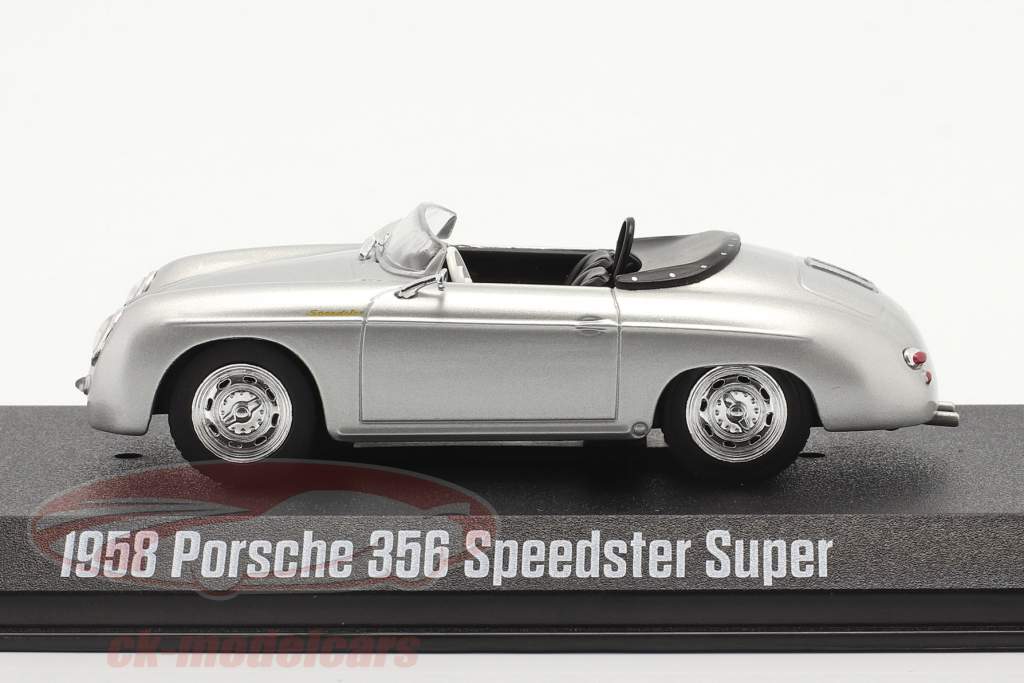 Porsche 356 Speedster Super Bouwjaar 1958 zilver metalen 1:43 Greenlight