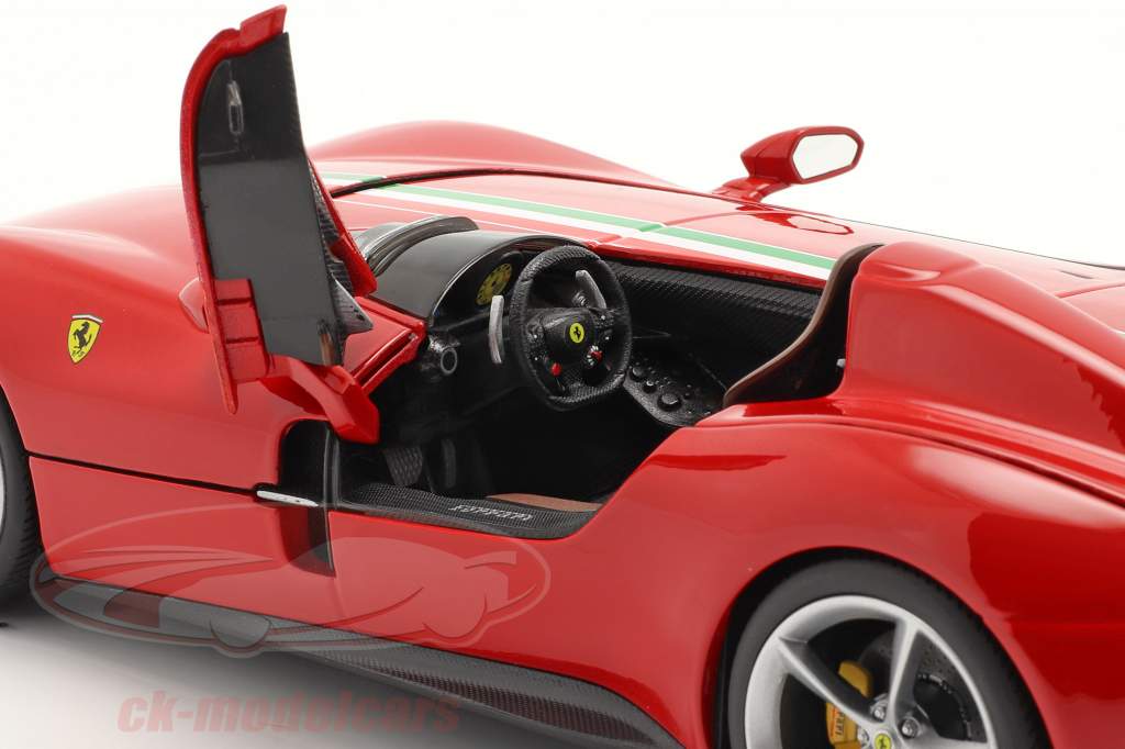 Ferrari Monza SP1 Ano de construção 2019 vermelho com Tricolor 1:18 Bburago Signature