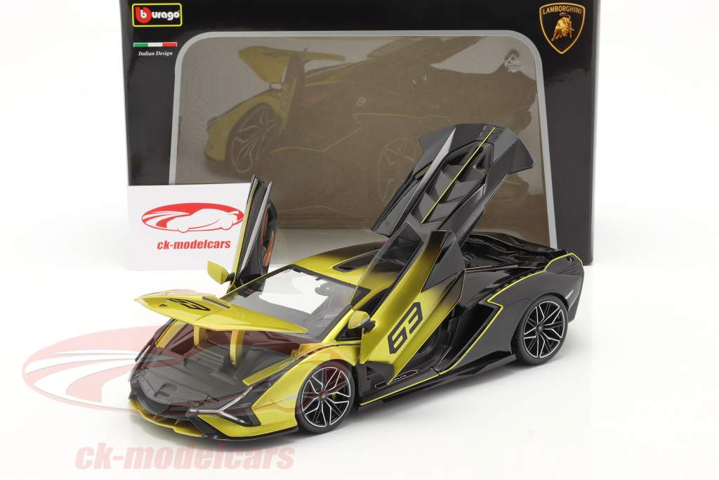 Lamborghini Sian FKP 37 #63 amarillo / negro 1:18 Bburago