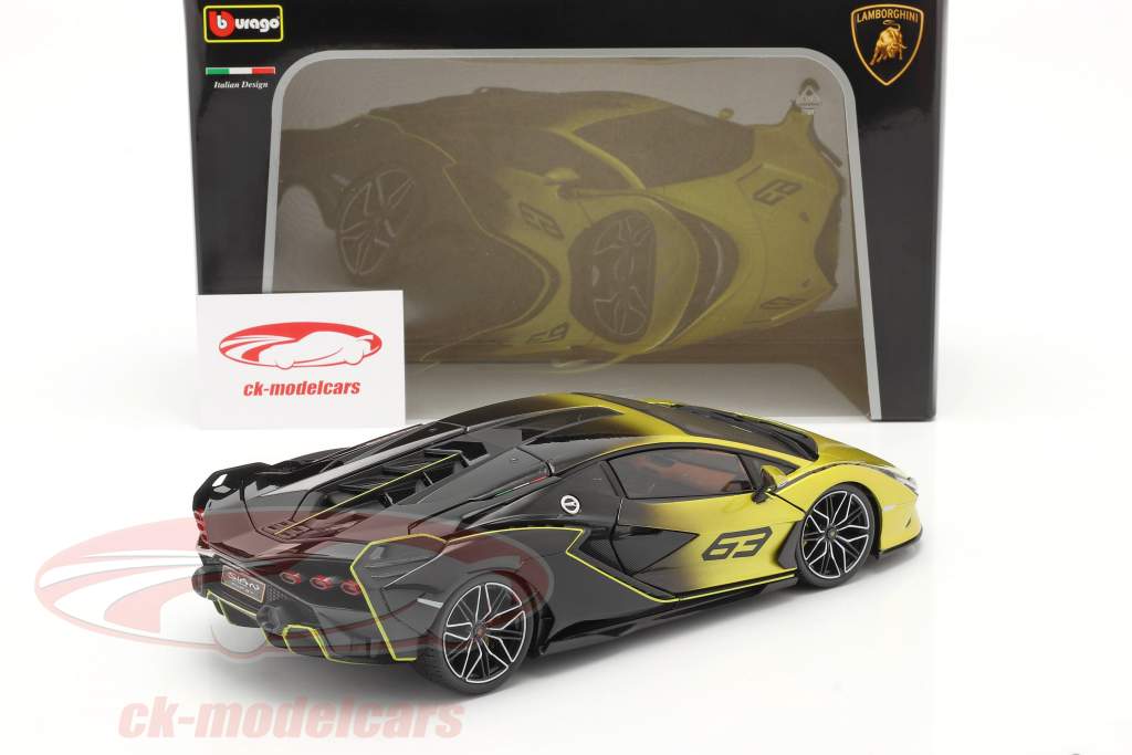 Lamborghini Sian FKP 37 #63 geel / zwart 1:18 Bburago