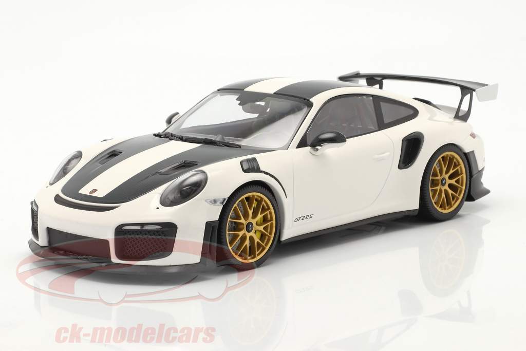 Porsche 911 (991 II) GT2 RS Weissach Package 2018 blanco / dorado llantas 1:18 Minichamps