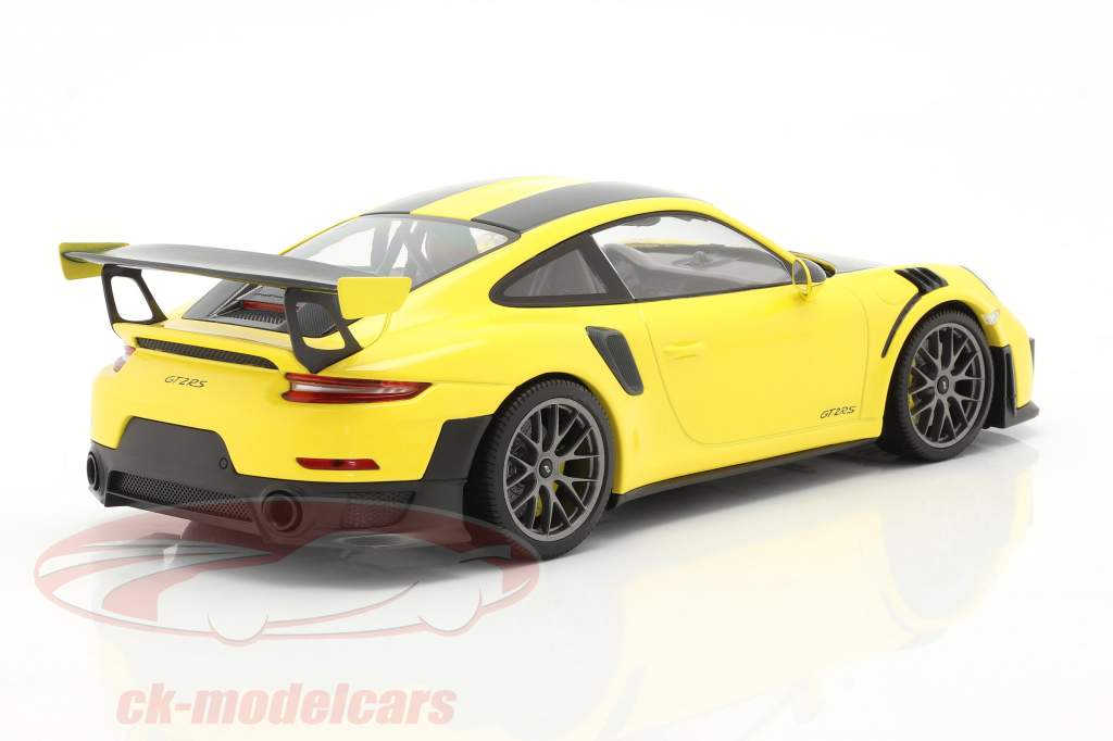 Porsche 911 (991 II) GT2 RS Weissach Package 2018 racing giallo / argento cerchi 1:18 Minichamps