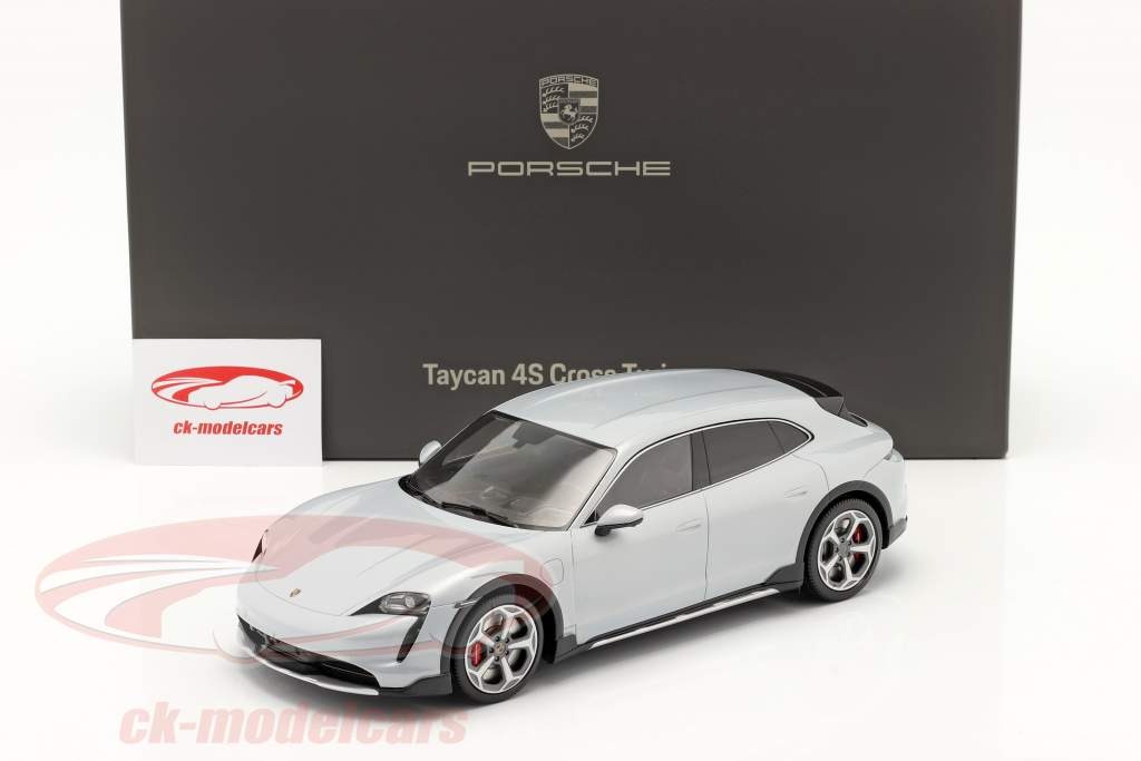 Porsche Taycan Turbo S Cross Turismo 2021 アイスグレー と ショーケース 1:18 Minichamps