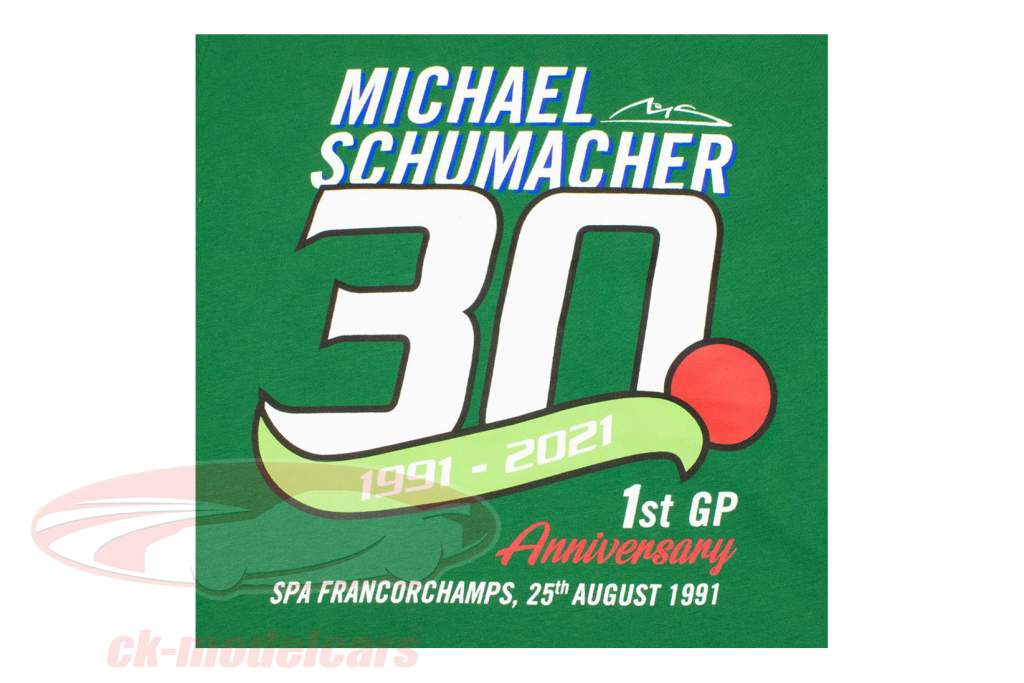 Michael Schumacher T-Shirt Eerst formule 1 GP Spa 1991 groente