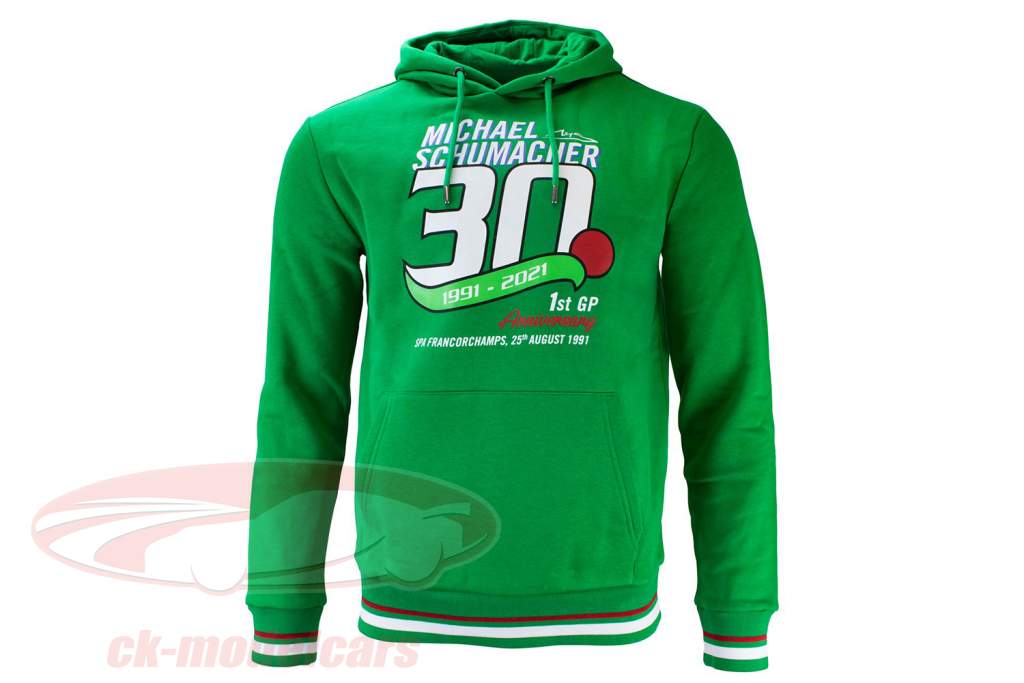 Michael Schumacher Jersey con capucha Primero fórmula 1 GP Spa 1991 verde