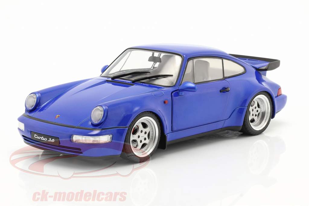 Porsche 911 (964) Turbo Byggeår 1990 electric blå 1:18 Solido