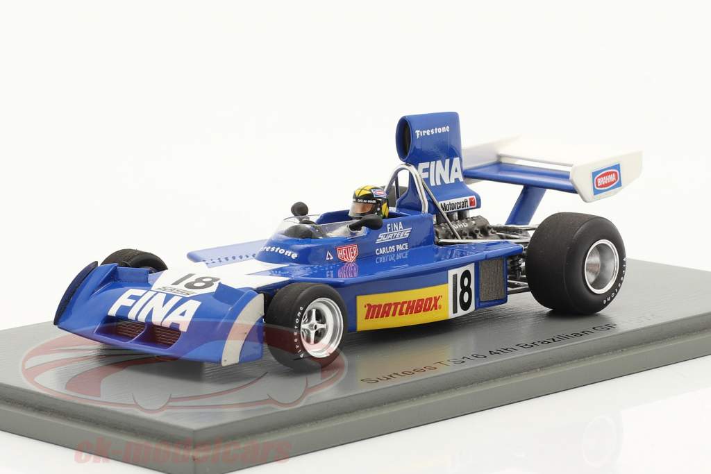 Carlos Pace Surtees TS16 #18 4e Braziliaans GP formule 1 1974 1:43 Spark