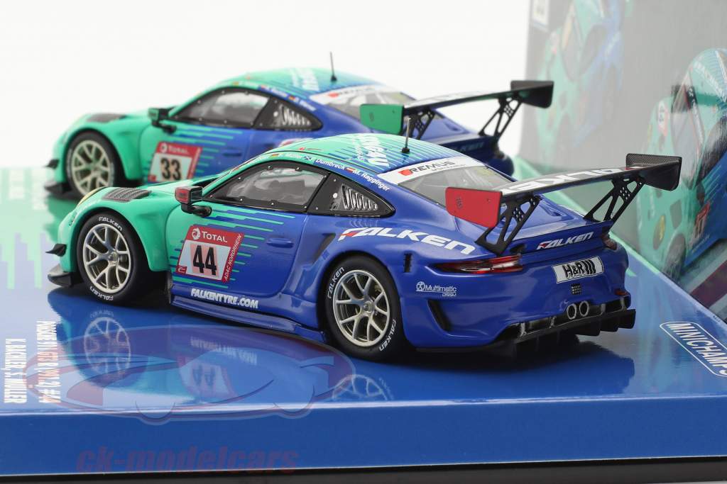 2-Car Set Porsche 911 GT3 R #44 #33 24h Nürburgring 2020 Falken Motorsports 1:43 Minichamps