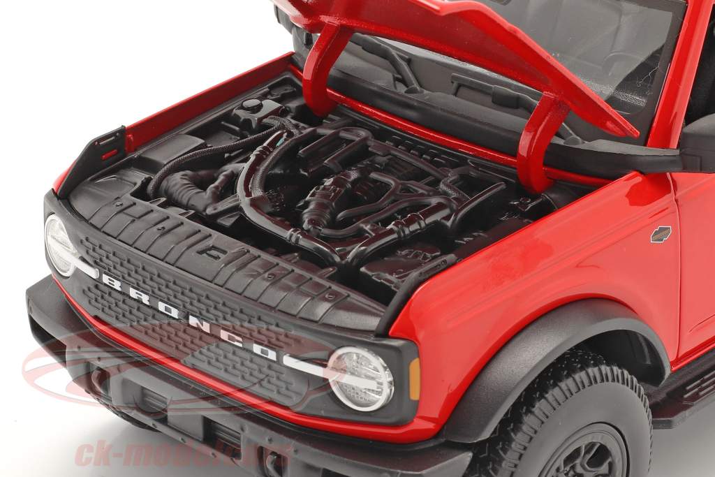 Ford Bronco Wildtrak 2-dørs Byggeår 2021 Rød / sort 1:18 Maisto