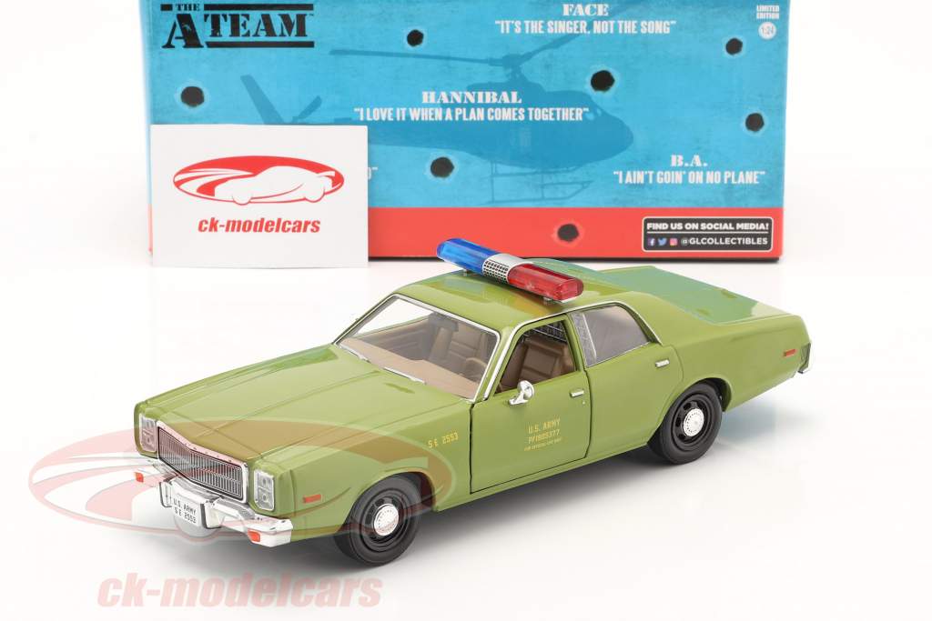 Plymouth Fury 1977 Series de TV Das A-Team (1983-87) Ejército verde 1:24 Greenlight