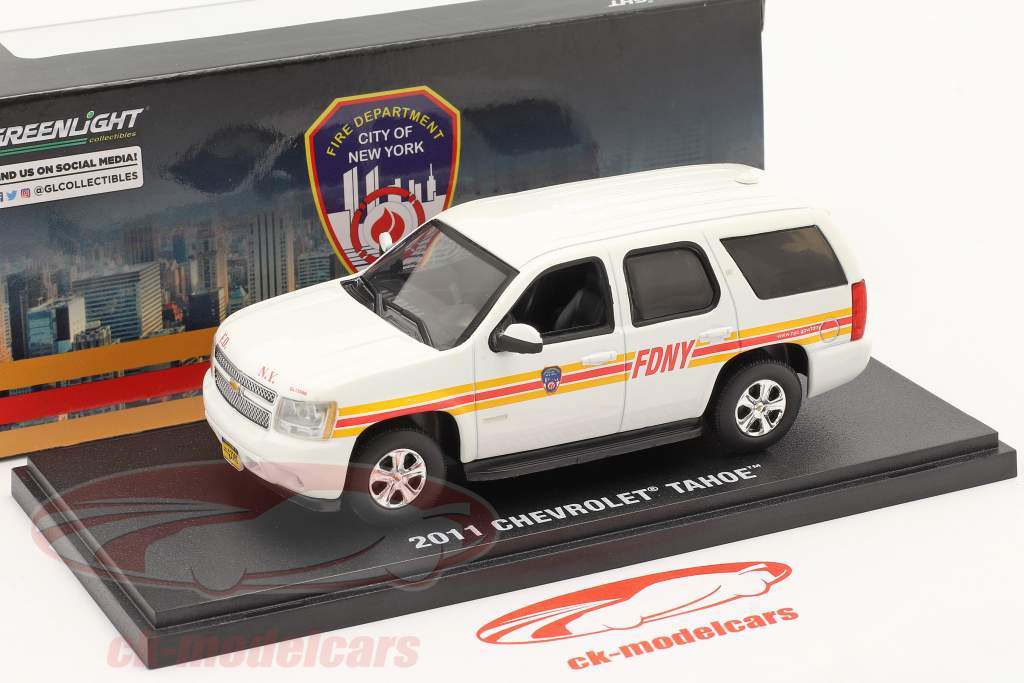 Chevrolet Tahoe Fire Department New York 2011 bianco / rosso / giallo 1:43 Greenlight