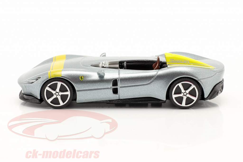 Ferrari Monza SP1 year 2019 silver grey metallic / yellow 1:43 Bburago