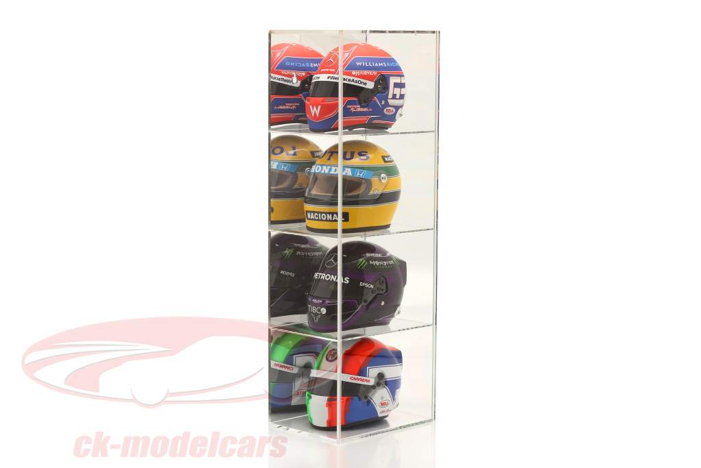 Hoge kwaliteit gespiegeld Showcase met 4 compartimenten voor Helmen in schaal 1:2 SAFE