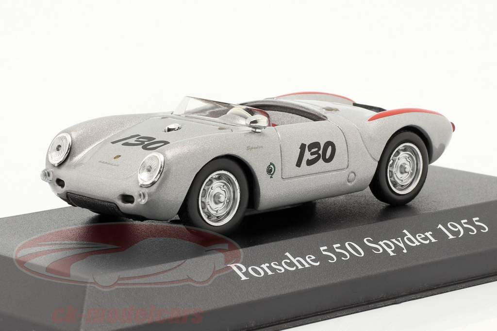 Porsche 550 Spyder #130 Little Bastard year 1955 silver metallic / red 1:43 Atlas