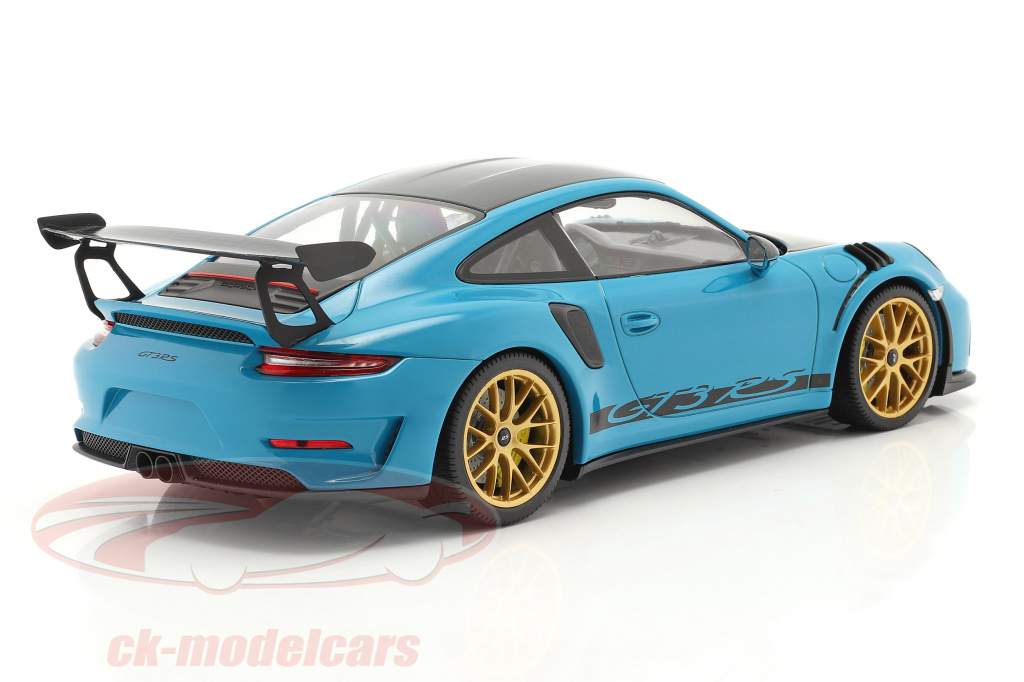 Porsche 911 (991 II) GT3 RS Weissach Package 2019 迈阿密蓝 / 金的 轮辋 1:18 Minichamps