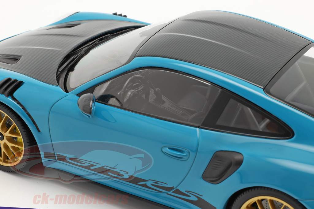 Porsche 911 (991 II) GT3 RS Weissach Package 2019 blu di miami / d&#39;oro cerchi 1:18 Minichamps