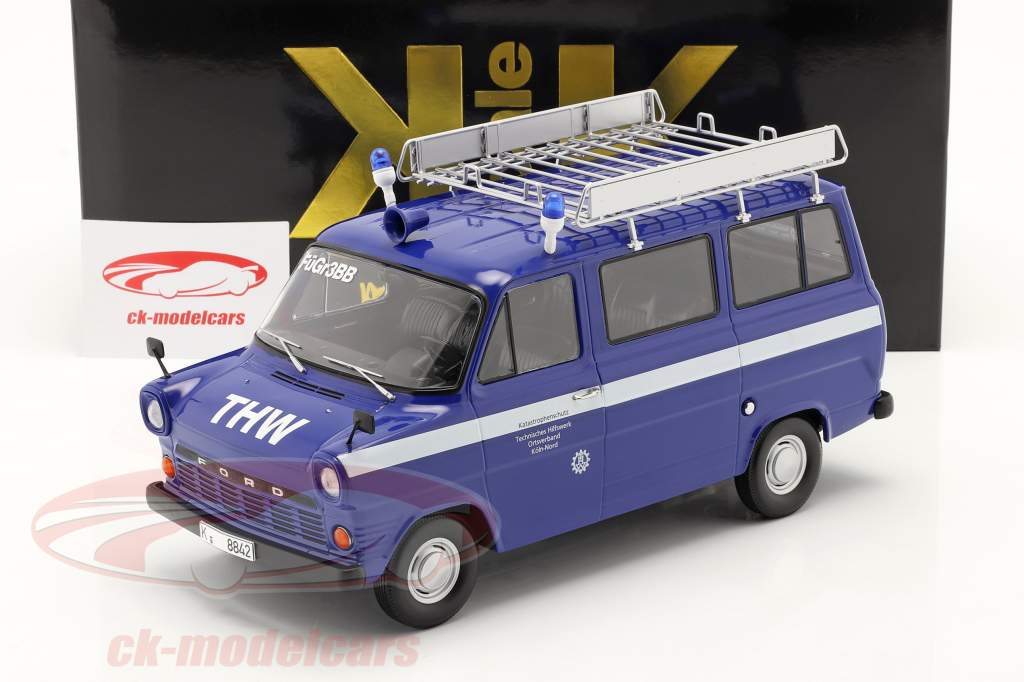 Ford Transit MK1 Van THW Köln 1965-1970 blå / hvid 1:18 KK-Scale