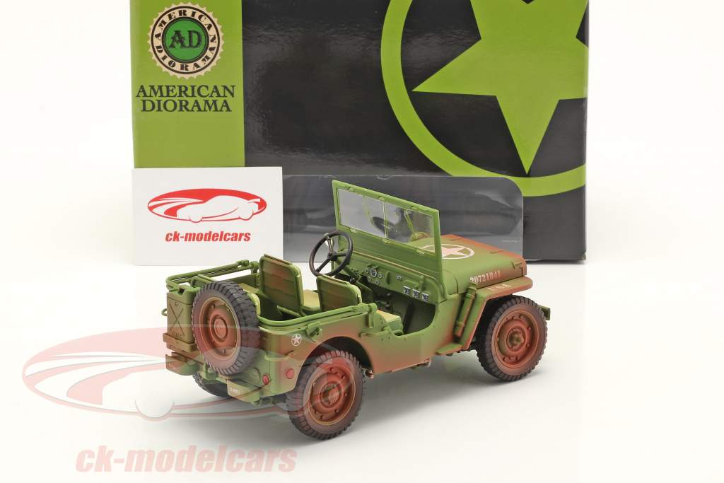 Jeep Willys militær politi Snavset version Byggeår 1944 grøn 1:18 American Diorama