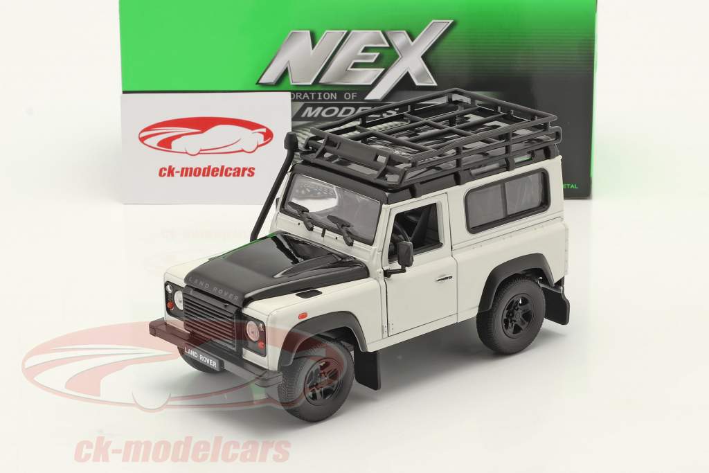 Land Rover Defender with roof rack white / black 1:24 Welly