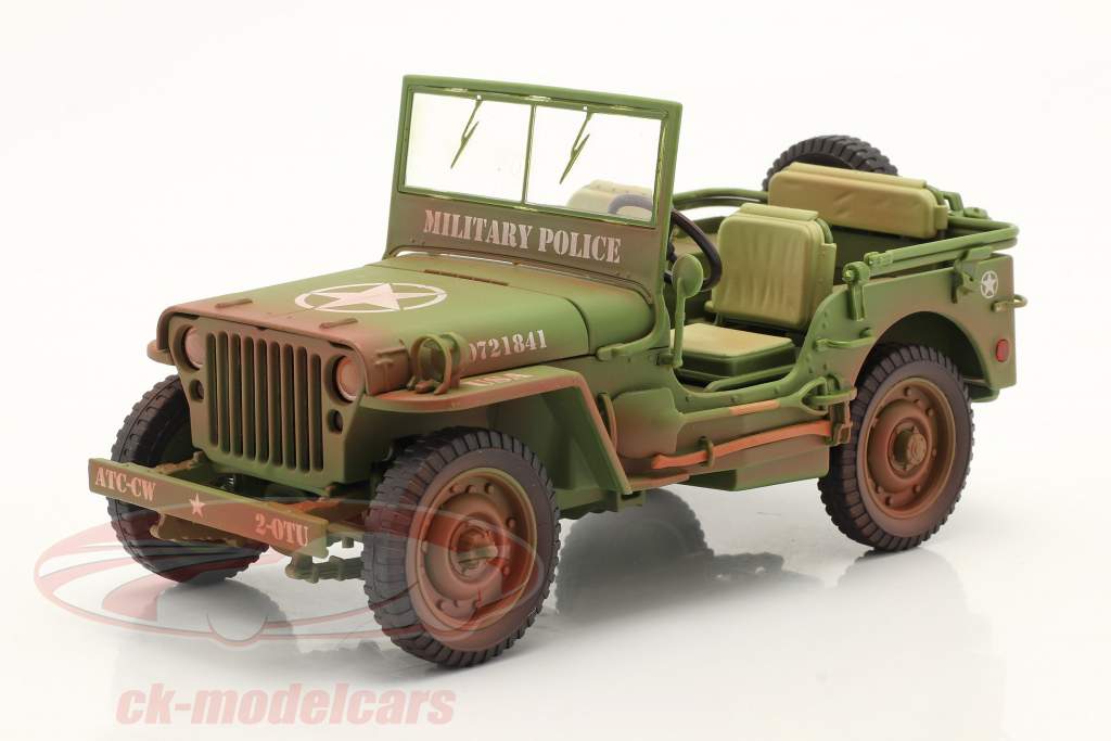 Jeep Willys militær politi Snavset version Byggeår 1944 grøn 1:18 American Diorama