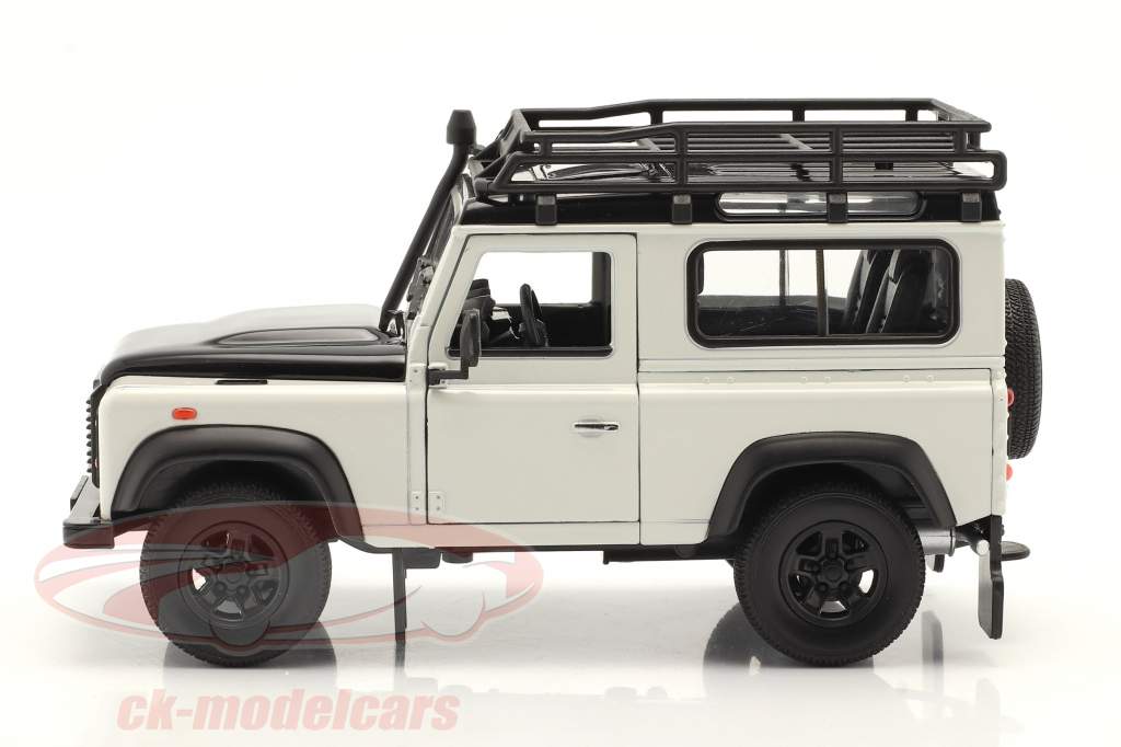 Land Rover Defender と 屋根 ラック 白い / 黒 1:24 Welly
