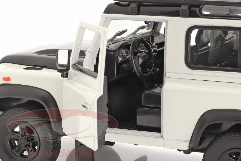 Land Rover Defender 和 屋顶 架子 白色的 / 黑色的 1:24 Welly