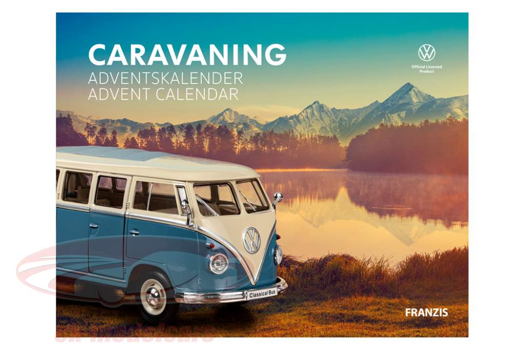 Caravaning Advent Calendar: Volkswagen VW Bulli T1 blue / White 1:24 Franzis