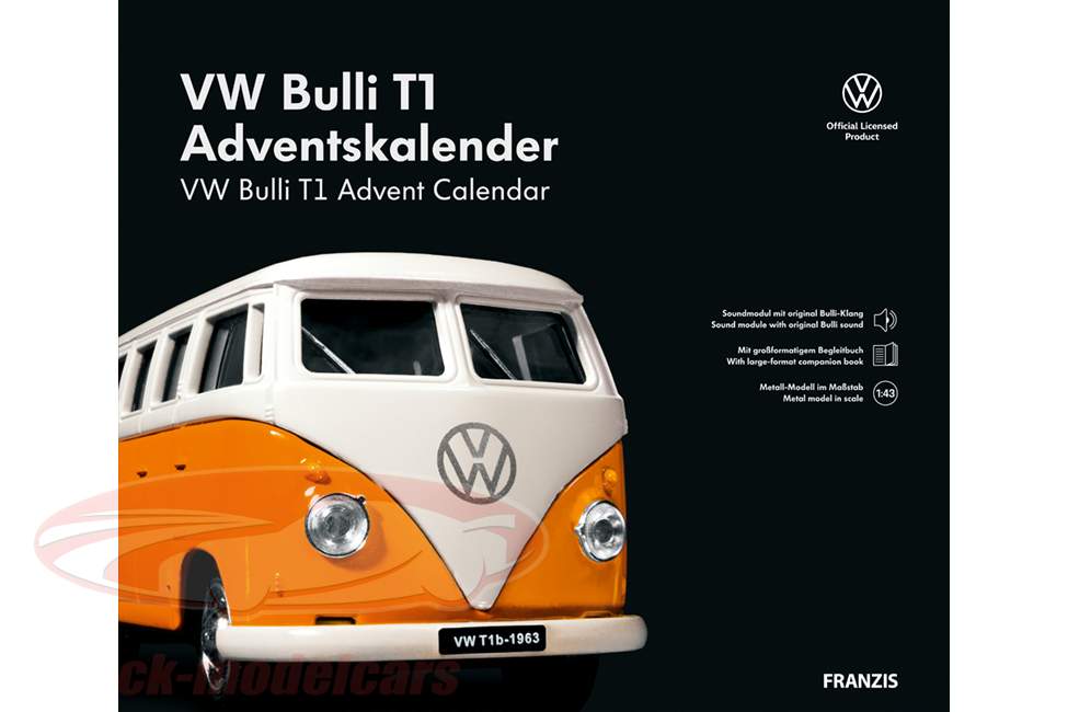 VW Bulli T1 Calendrier de l'Avent: Volkswagen VW Bulli T1 1963 jaune / blanche 1:43 Franzis