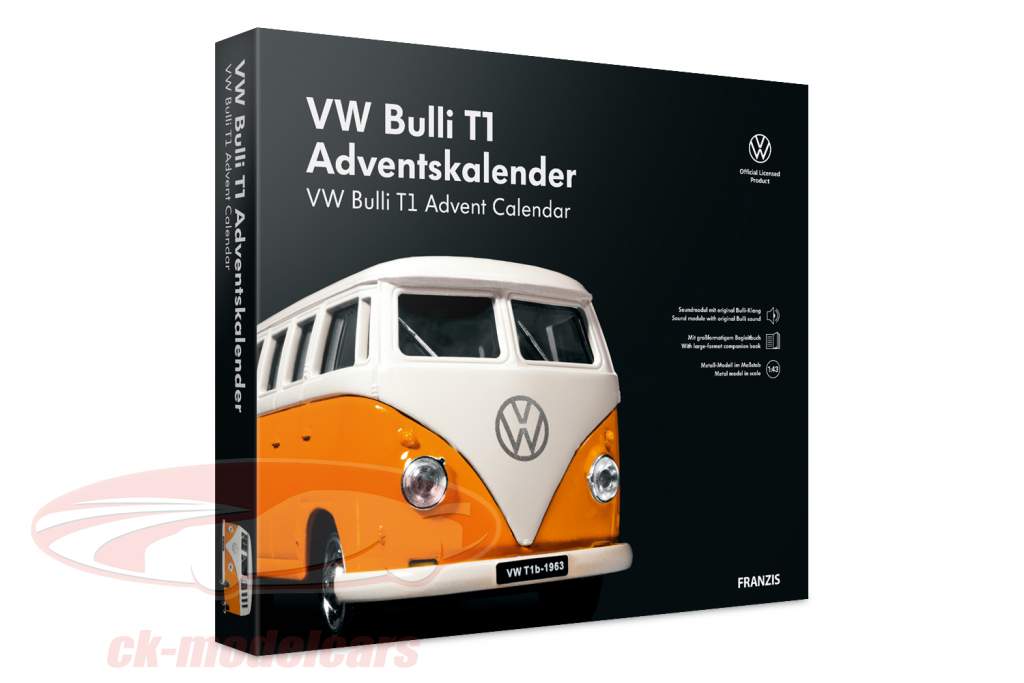 VW Bulli T1 Calendrier de l'Avent: Volkswagen VW Bulli T1 1963 jaune / blanche 1:43 Franzis