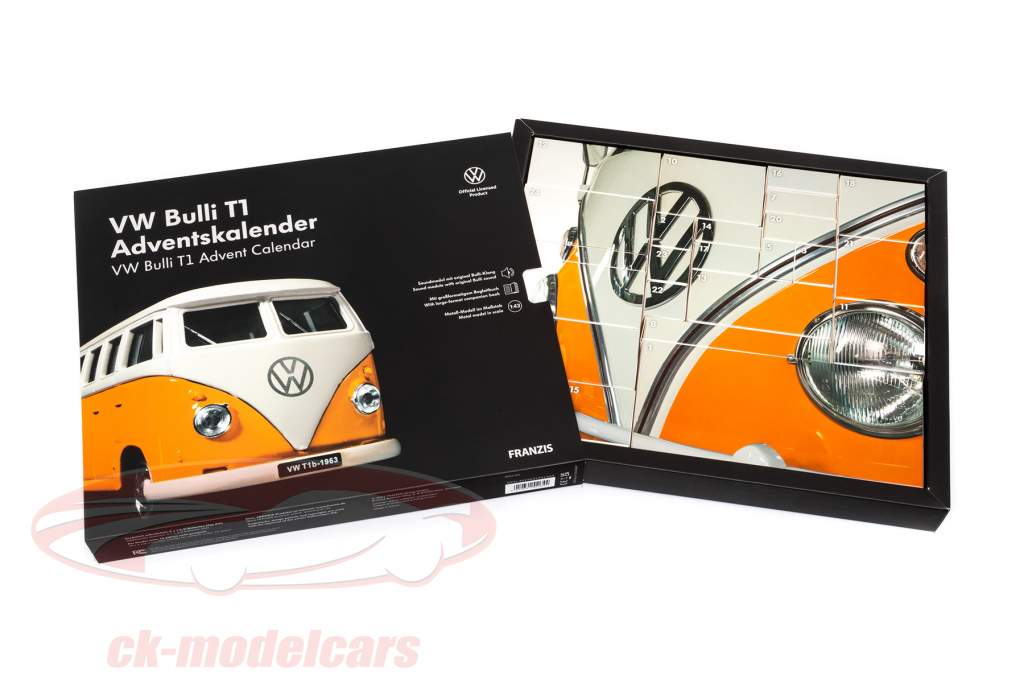 VW Bulli T1 Календарь появления: Volkswagen VW Bulli T1 1963 желтый / белый 1:43 Franzis