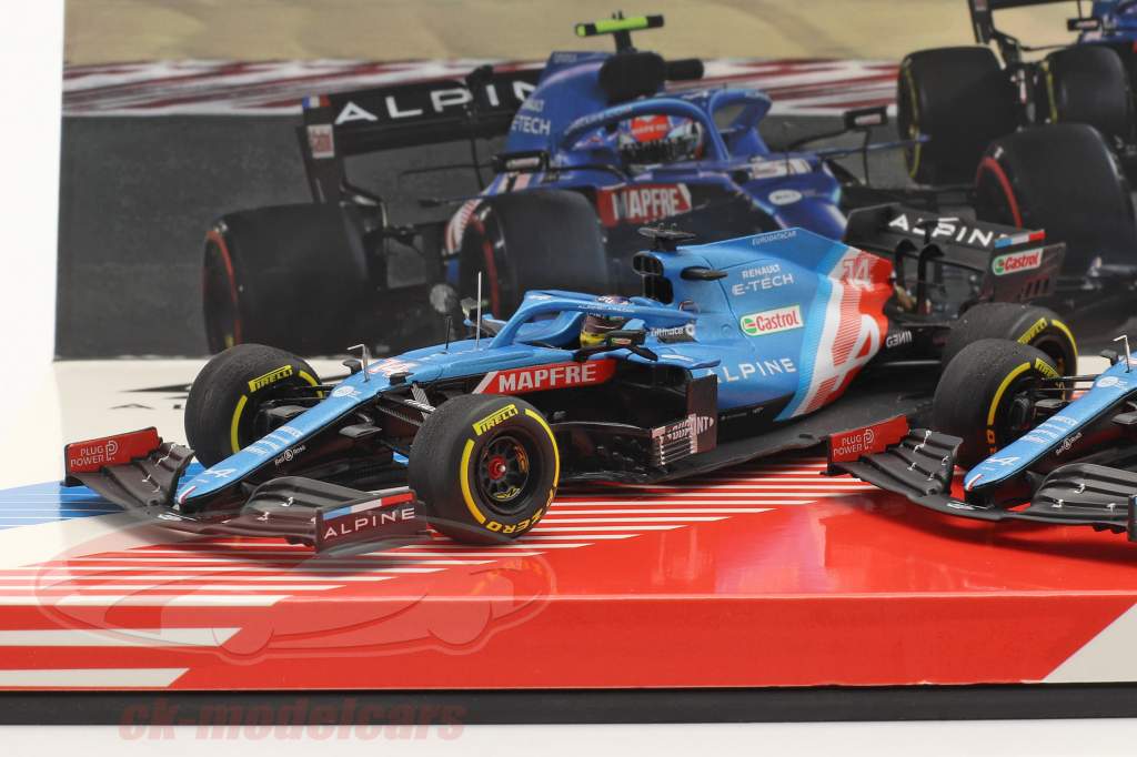 Alonso #14 & Ocon #31 2-Car Set Alpine A521 formule 1 2021 1:43 Minichamps