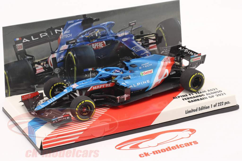 Fernando Alonso Alpine A521 #14 Bahreïn GP formule 1 2021 1:43 Minichamps