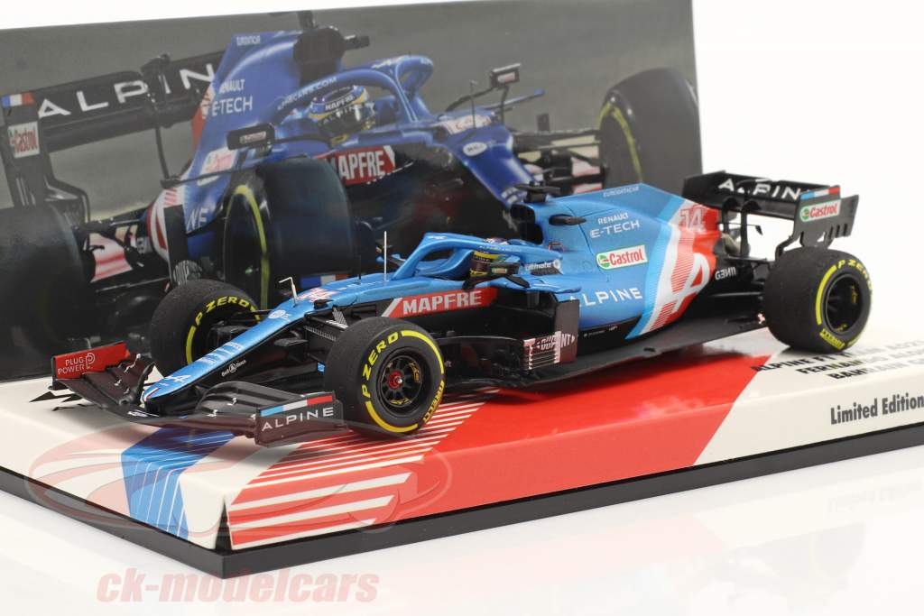 Fernando Alonso Alpine A521 #14 Bahréin GP fórmula 1 2021 1:43 Minichamps