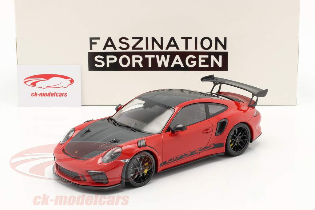 Porsche 911 (991 II) GT3 RS Weissach Package 2019 vagter rød / sort fælge 1:18 Minichamps