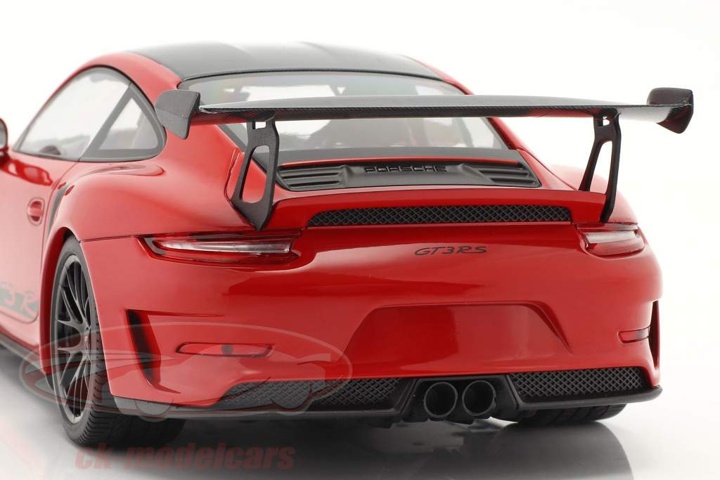 Porsche 911 (991 II) GT3 RS Weissach Package 2019 vagter rød / sort fælge 1:18 Minichamps