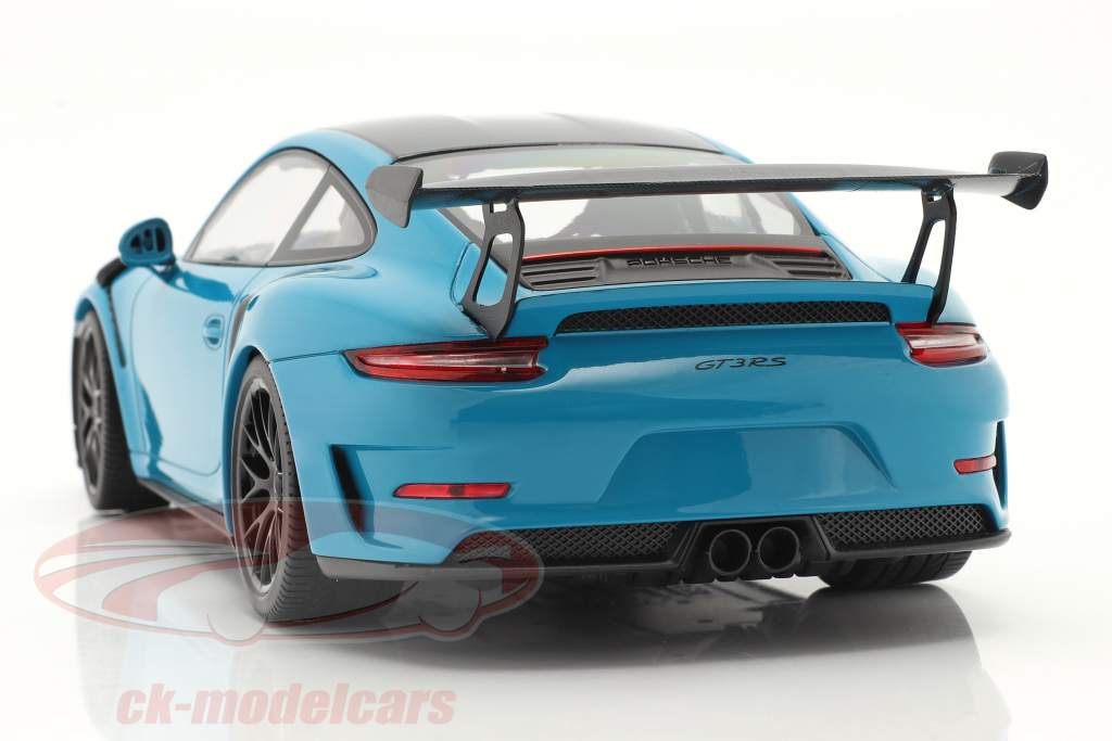 Porsche 911 (991 II) GT3 RS Weissach Package 2019 miami blå / sort fælge 1:18 Minichamps
