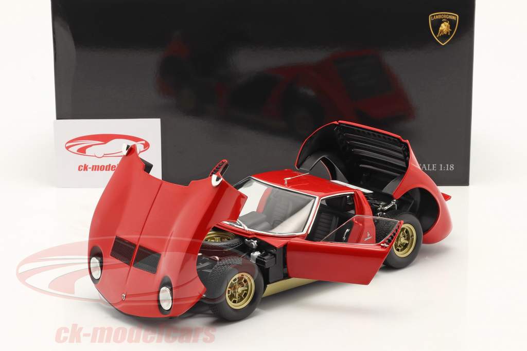 Lamborghini Miura SV Año de construcción 1970 rojo / oro 1:18 Kyosho
