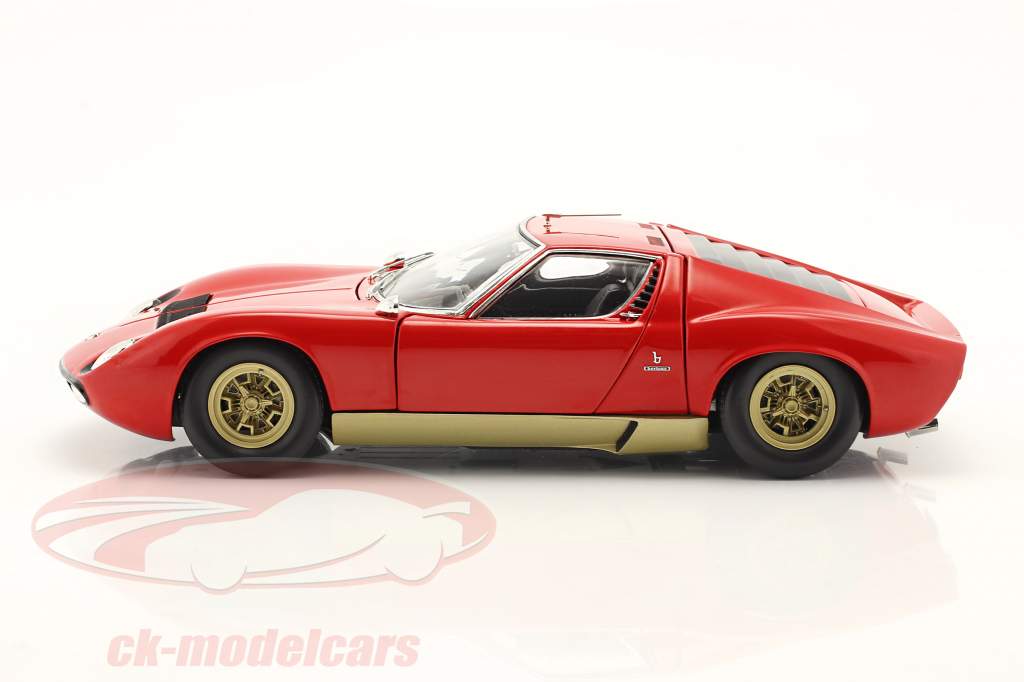 Lamborghini Miura SV Byggeår 1970 Rød / guld 1:18 Kyosho