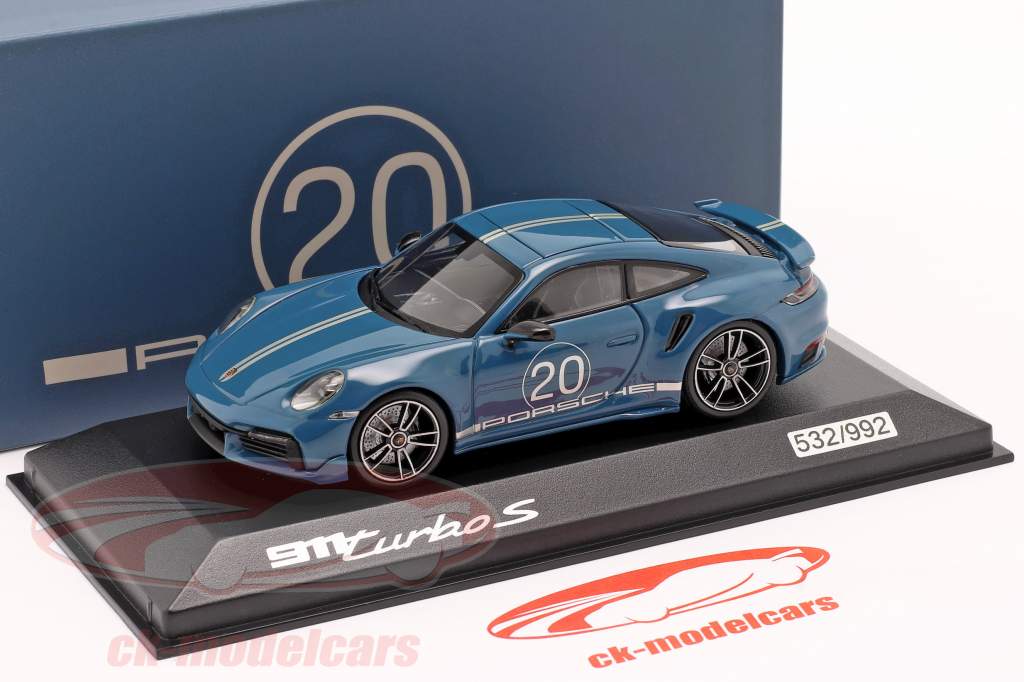 Porsche 911 Turbo S porcelana Vigésimo Aniversario Edición Oslo azul 1:43 Minichamps