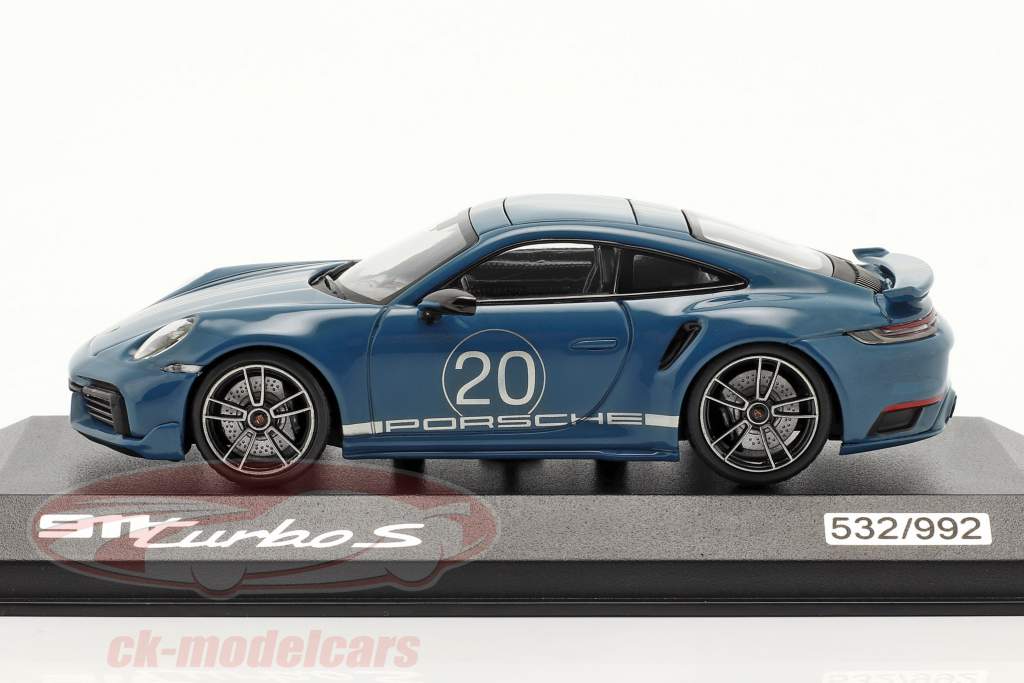 Porsche 911 Turbo S porcelana Vigésimo Aniversario Edición Oslo azul 1:43 Minichamps