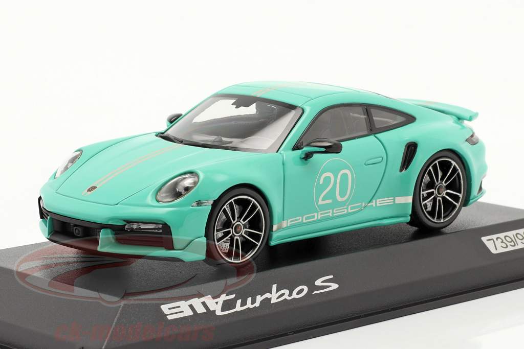 Porsche 911 Turbo S China 20th Anniversary Edition mint green 1:43 Minichamps