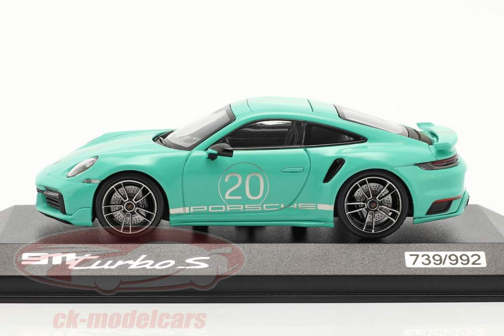Porsche 911 Turbo S porcelana Vigésimo Aniversario Edición menta verde 1:43 Minichamps