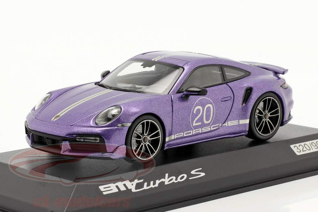 Porsche 911 Turbo S Chine 20e Anniversaire Édition bleu violet métallique 1:43 Minichamps