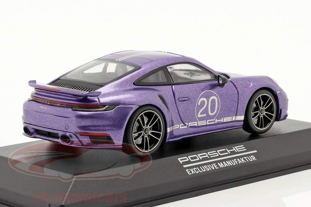Porsche 911 Turbo S China 20 Aniversário Edição azul violeta metálico 1:43 Minichamps
