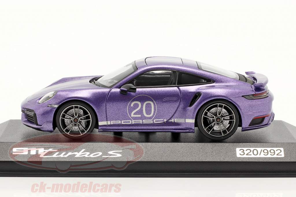 Porsche 911 Turbo S Китай 20-е Годовщина Версия фиолетово-синий металлический 1:43 Minichamps